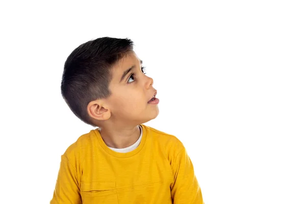 Criança pensativa olhando para cima — Fotografia de Stock