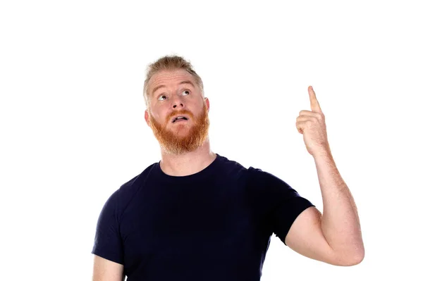 Homem Cabelos Vermelhos Com Barba Longa Isolado Fundo Branco — Fotografia de Stock