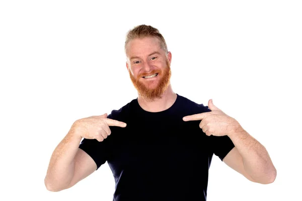 Homem Cabelos Vermelhos Com Barba Longa Isolado Fundo Branco — Fotografia de Stock