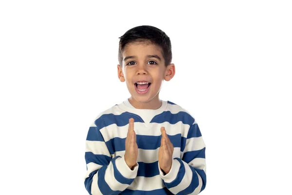Liebenswertes Lateinisches Kind Isoliert Auf Weißem Hintergrund — Stockfoto