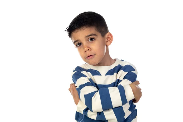 Smutné Latinské Dítě Izolované Bílém Pozadí — Stock fotografie