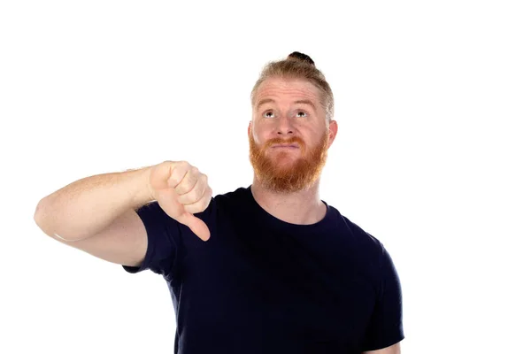 Homem Cabelos Vermelhos Com Barba Longa Isolado Fundo Branco — Fotografia de Stock