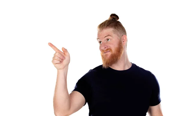 Rothaariger Mann Mit Langem Bart Isoliert Auf Weißem Hintergrund — Stockfoto