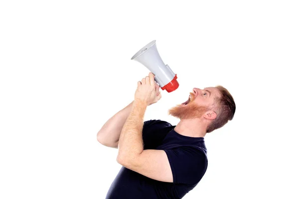 Roodharige Man Met Lange Baard Geïsoleerd Een Witte Achtergrond — Stockfoto