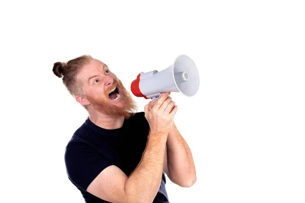 Roodharige Man Met Lange Baard Geïsoleerd Een Witte Achtergrond — Stockfoto