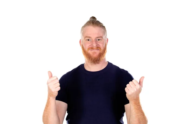 Rothaariger Mann Mit Langem Bart Sagt Isoliert Auf Weißem Hintergrund — Stockfoto