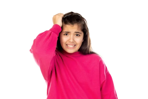 Adorable Jeune Fille Isolée Sur Fond Blanc — Photo