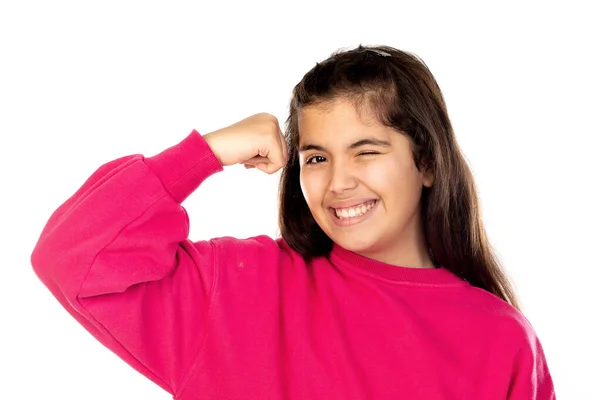 Adorable Jeune Fille Isolée Sur Fond Blanc — Photo