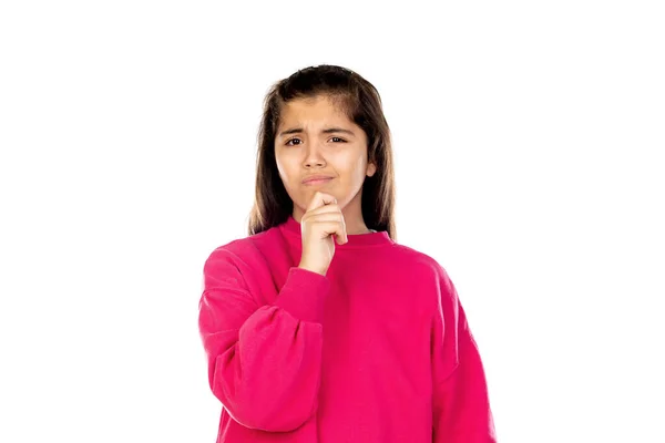 Adorable Jeune Fille Isolée Sur Fond Blanc — Photo