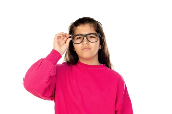 Schattig Jong Meisje Geïsoleerd Een Witte Achtergrond — Stockfoto