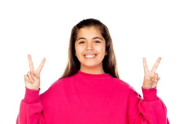 Adorable Jeune Fille Isolée Sur Fond Blanc — Photo