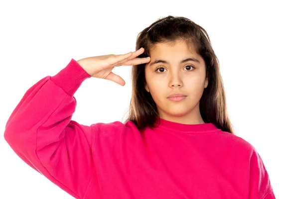 Schattig Jong Meisje Geïsoleerd Een Witte Achtergrond — Stockfoto