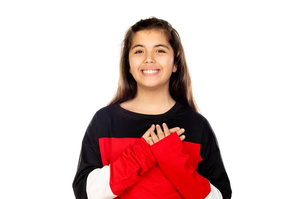 Schattig Jong Meisje Geïsoleerd Een Witte Achtergrond — Stockfoto