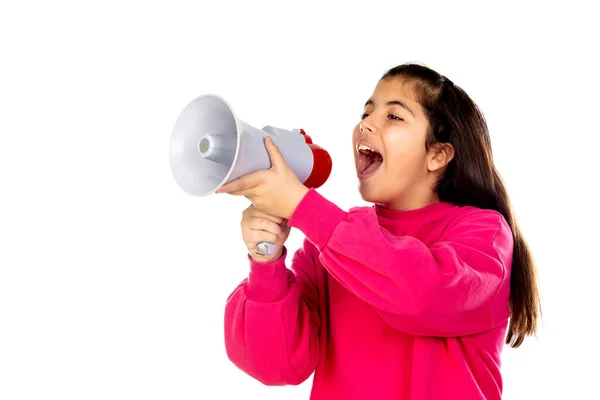 Schattig Jong Meisje Geïsoleerd Een Witte Achtergrond — Stockfoto