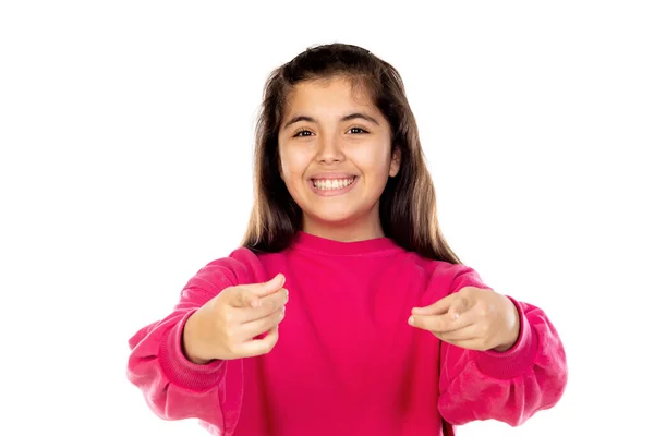 Schattig Jong Meisje Geïsoleerd Een Witte Achtergrond — Stockfoto