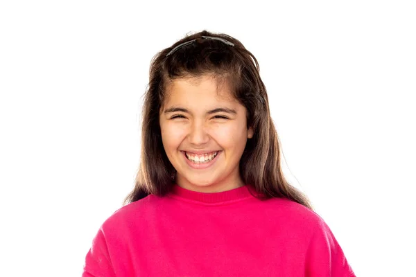 Adorable Jeune Fille Isolée Sur Fond Blanc — Photo