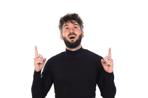 Young Man Black Isolated White Background — Stock Photo, Image