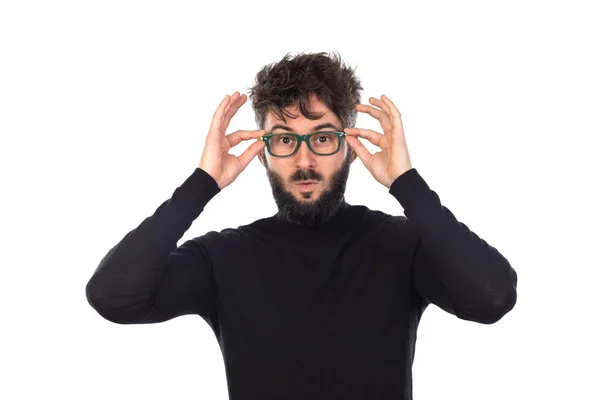 Jeune Homme Noir Isolé Sur Fond Blanc — Photo