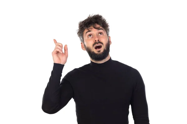 Young Man Black Isolated White Background — Stock Photo, Image