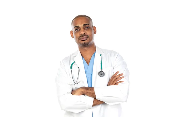 African Doctor Isolated White Backgroung — Stock Photo, Image