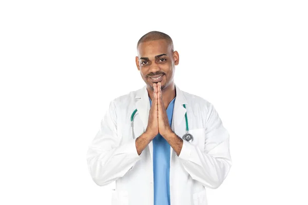 African Doctor Isolated White Backgroung — Stock Photo, Image