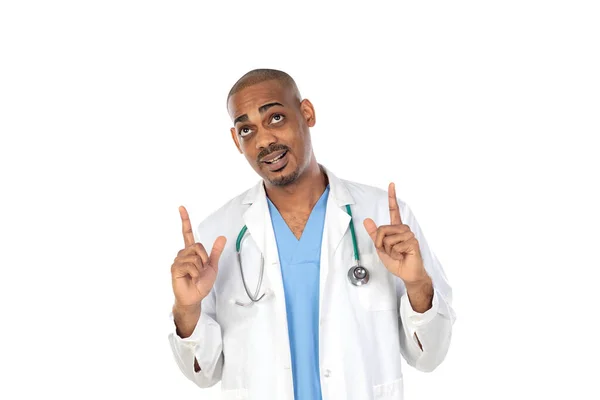 Africký Lékař Izolovaný Bílém Pozadí — Stock fotografie