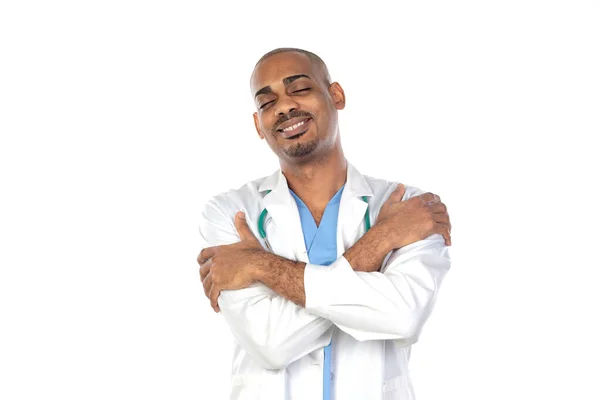 African Doctor Isolated White Backgroung — Stock Photo, Image