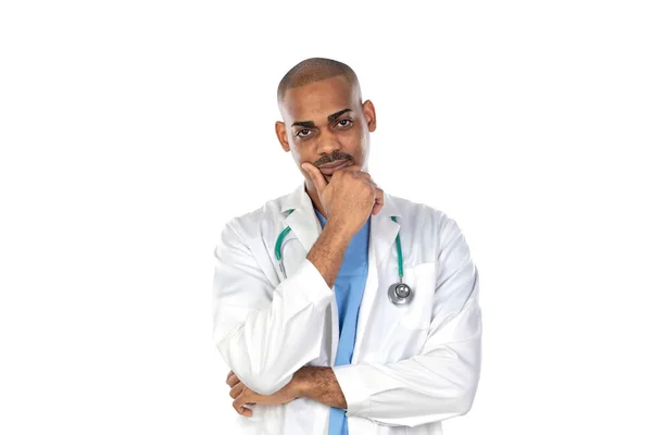 African Doctor Isolated White Backgroung — Stock Photo, Image
