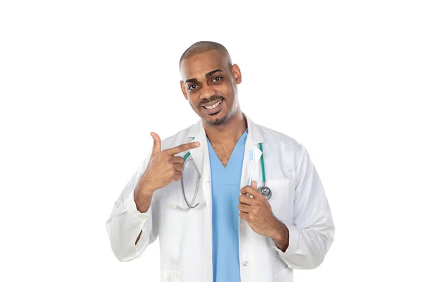 African Doctor Isolated White Backgroung — Stock Photo, Image