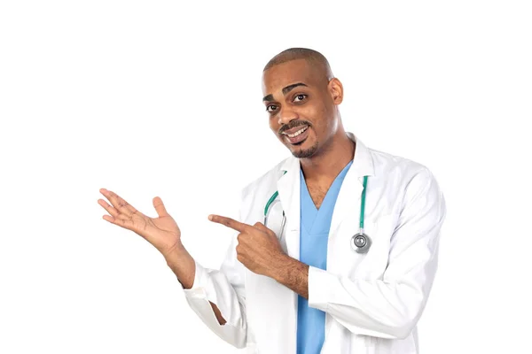 African Doctor Isolated White Backgroung — Stock Photo, Image