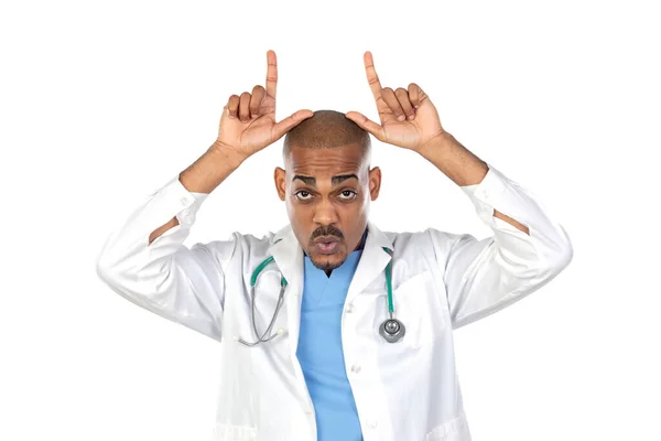 African Doctor Isolated White Backgroung — Stock Photo, Image