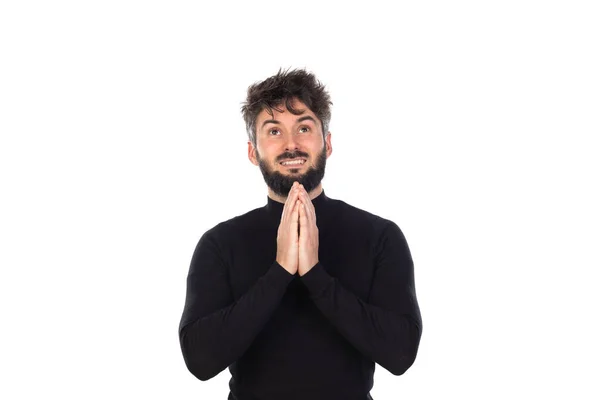 Jeune Homme Noir Isolé Sur Fond Blanc — Photo