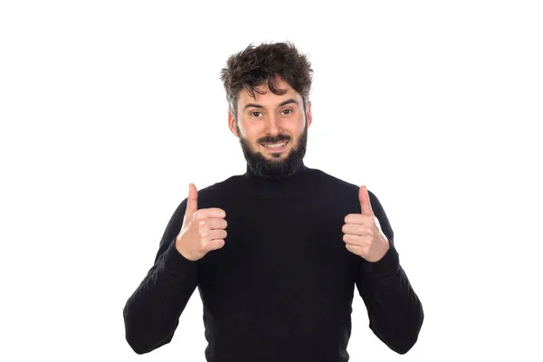 Young Man Black Isolated White Background — Stock Photo, Image