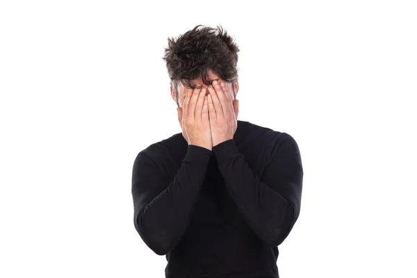 Young Man Black Isolated White Background — Stock Photo, Image