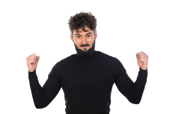 Jeune Homme Noir Isolé Sur Fond Blanc — Photo