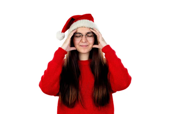 Brunette Girl Glasses Isolated White Background — Stock Photo, Image