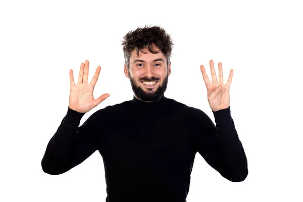 Jovem Preto Isolado Fundo Branco — Fotografia de Stock