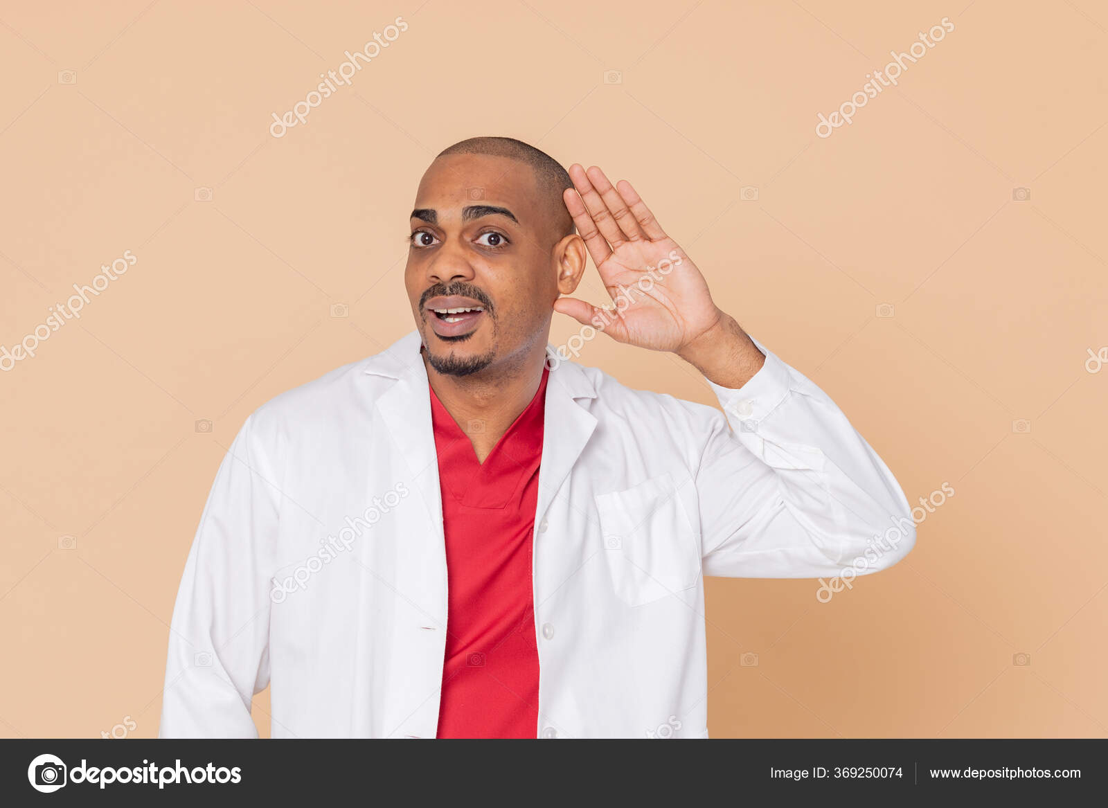 African Doctor Wearing Lab Coat Yellow Background Stock Photo by ©Gelpi