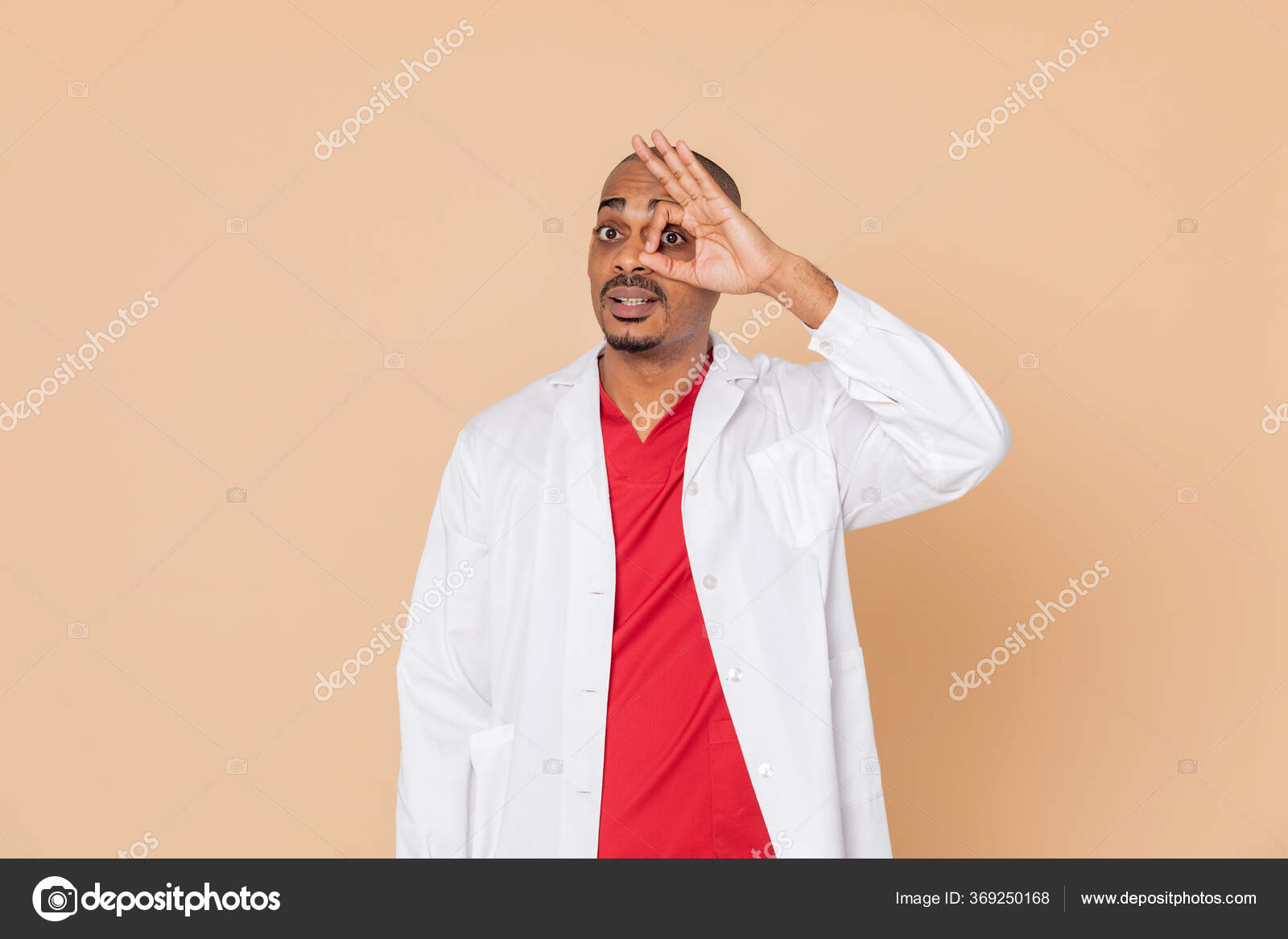 African Doctor Wearing Lab Coat Yellow Background Stock Photo by ©Gelpi