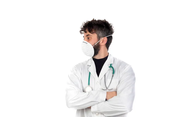 Doctor Vistiendo Una Bata Laboratorio Aislada Sobre Fondo Blanco —  Fotos de Stock