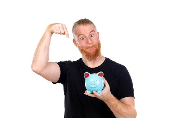 Redhead man isolated on a white background