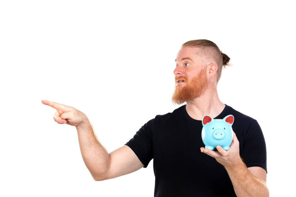 Redhead man isolated on a white background
