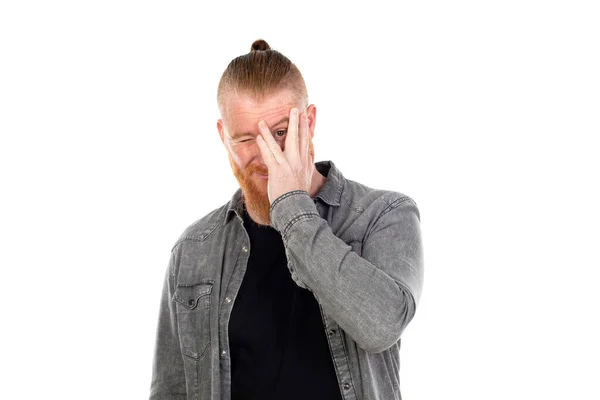 Redhead Man Isolated White Background — Stock Photo, Image