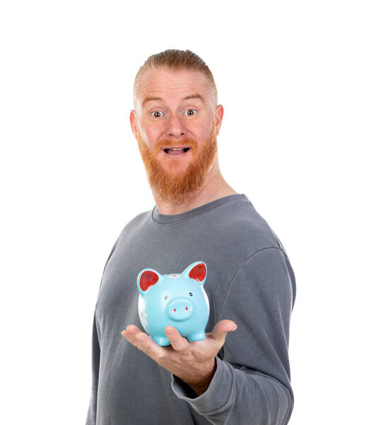 Redhead man isolated on a white background