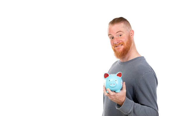 Redhead man isolated on a white background
