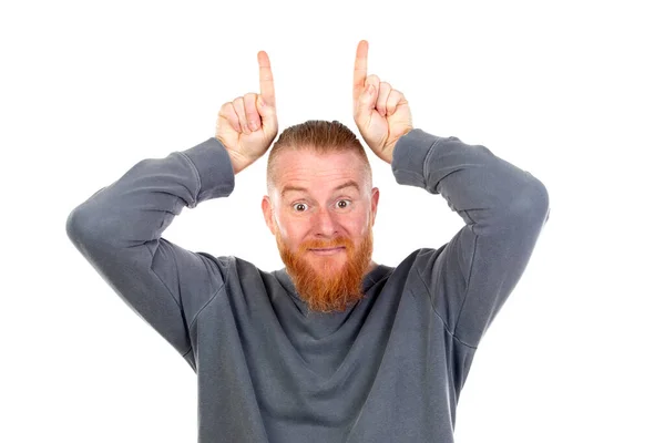 Redhead Man Isolated White Background — Stock Photo, Image