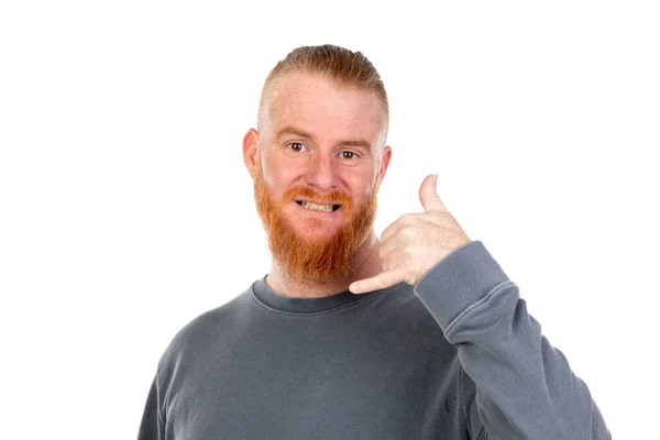 Redhead Man Isolated White Background — Stock Photo, Image