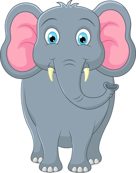 Lindo Elefante Dibujos Animados Sobre Fondo Blanco — Vector de stock