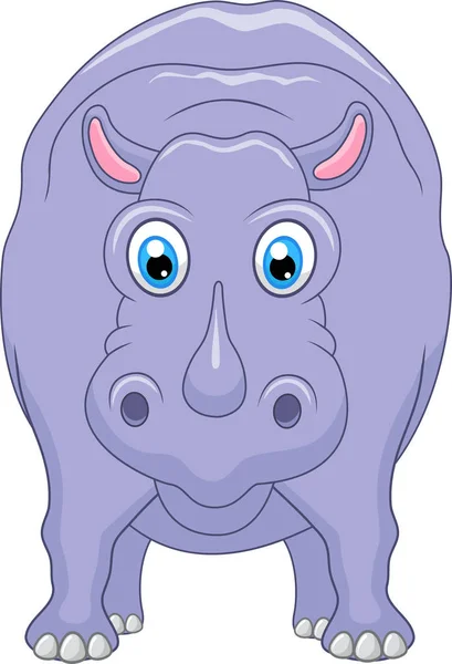 Mignon Hippopotame Dessin Animé Sur Fond Blanc — Image vectorielle