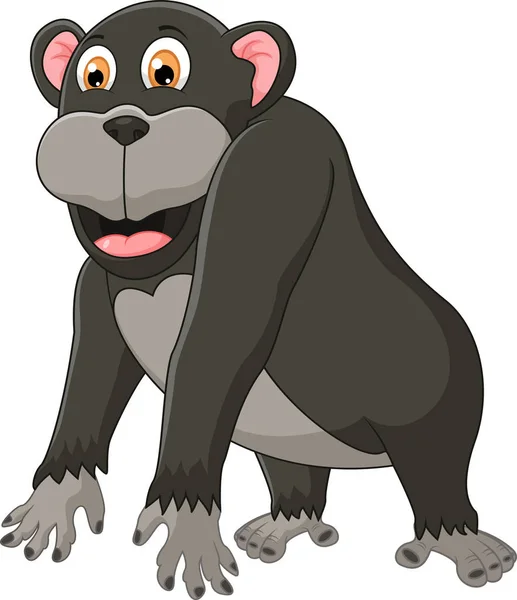 Mignon Chimpanzé Dessin Animé Sur Fond Blanc — Image vectorielle